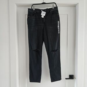 Abercrombie & Fitch Mom Jean Destroyed Black Jeans Size 12 LONG